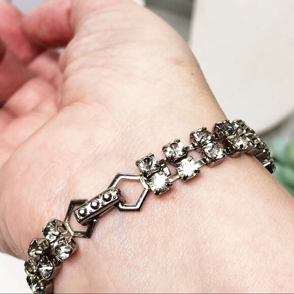 Vintage Art Deco Rhinestone Crystal Bracelet - Picture 4 of 5